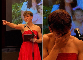 Crvena haljina izazvala je šapat u sali, sve dok moj sin nije objasnio priču koja se skrivala iza nje